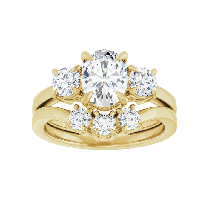 14K Yellow Gold 8x6 mm Oval 1/2 CTW Lab-Grown Diamond Semi-Set Engagement Ring