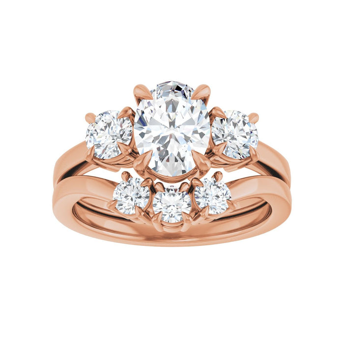 14K Rose Gold 8x6 mm Oval 1/2 CTW Lab-Grown Diamond Semi-Set Engagement Ring