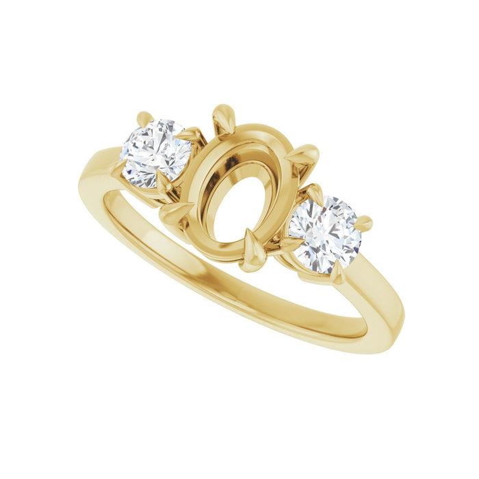 14K Yellow Gold 8x6 mm Oval 1/2 CTW Lab-Grown Diamond Semi-Set Engagement Ring