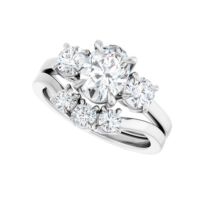 Platinum 8x6 mm Oval 1/2 CTW Lab-Grown Diamond Semi-Set Engagement Ring
