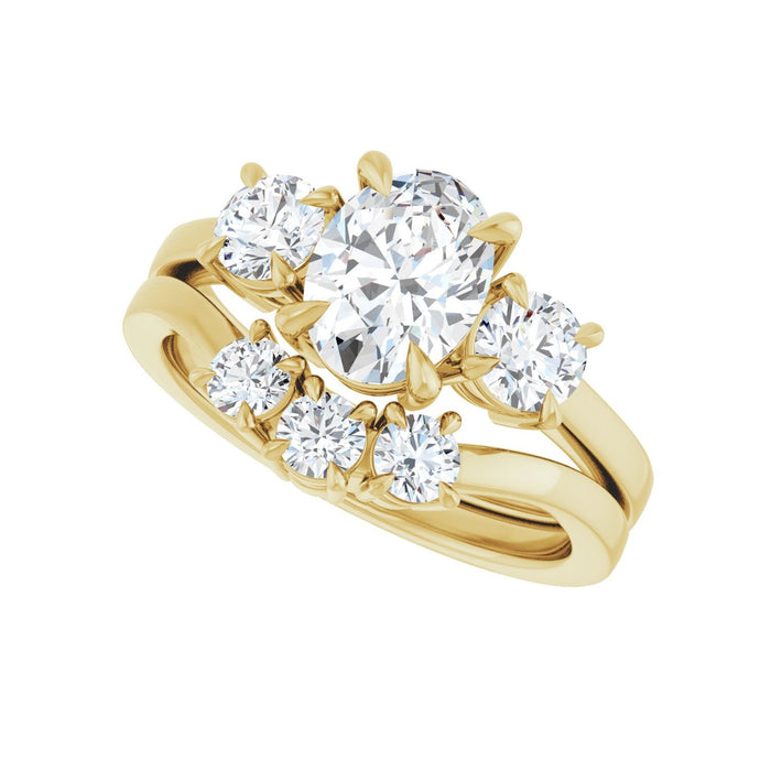 14K Yellow Gold 8x6 mm Oval 1/2 CTW Lab-Grown Diamond Semi-Set Engagement Ring