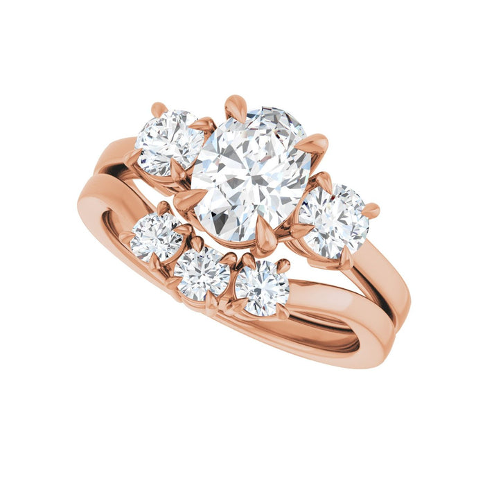 14K Rose Gold 8x6 mm Oval 1/2 CTW Lab-Grown Diamond Semi-Set Engagement Ring