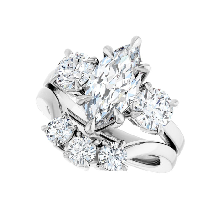 Platinum 12x6 mm Marquise 1 CTW Lab-Grown Diamond Semi-Set Engagement Ring