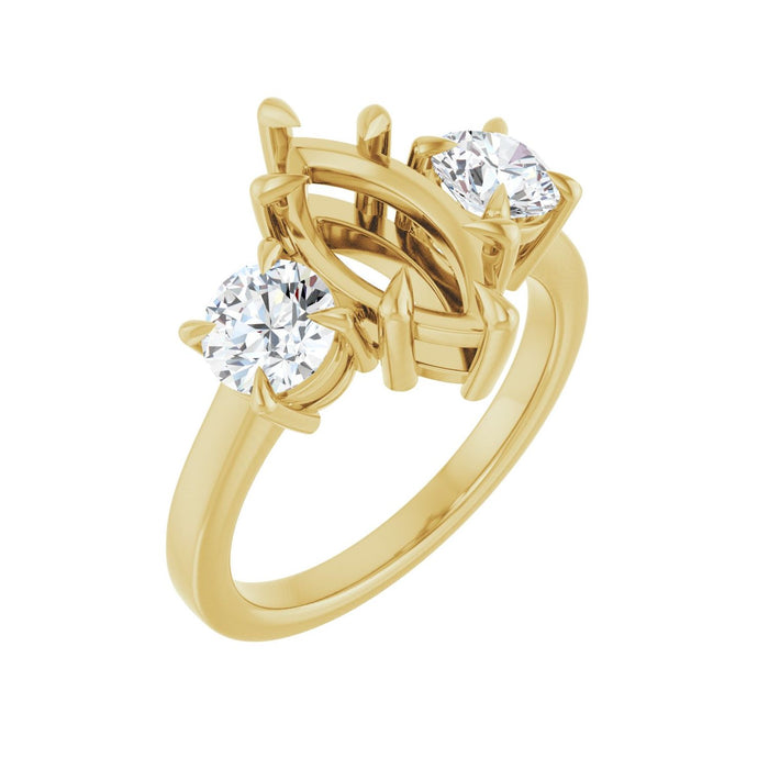 14K Yellow Gold 12x6 mm Marquise 1 CTW Lab-Grown Diamond Semi-Set Engagement Ring
