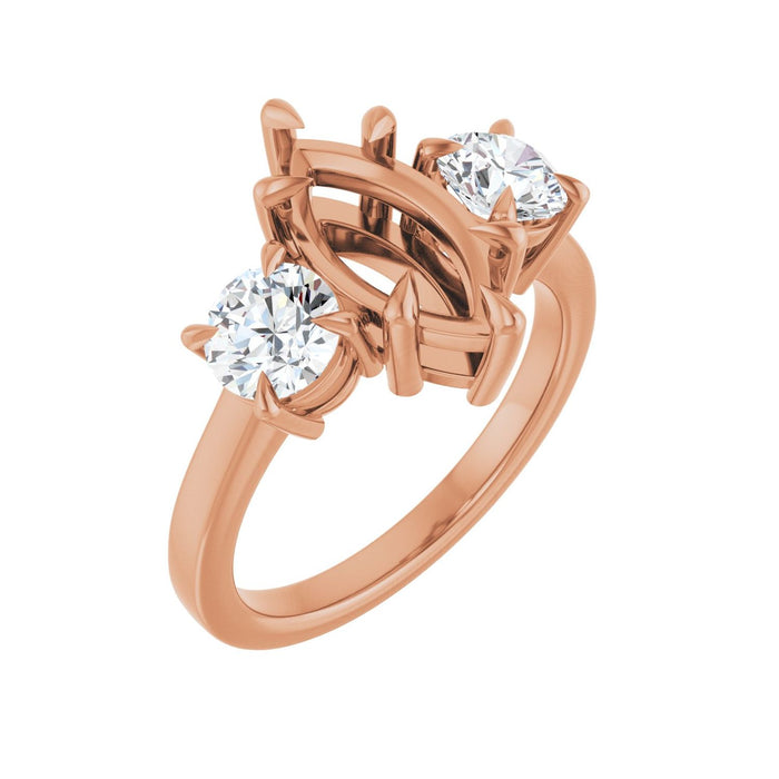 14K Rose Gold 12x6 mm Marquise 1 CTW Lab-Grown Diamond Semi-Set Engagement Ring