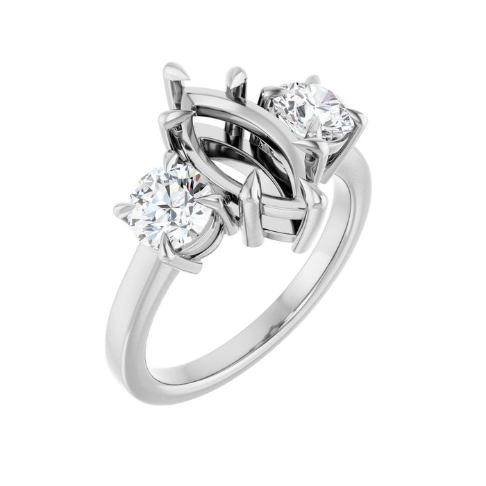 14K White Gold 12x6 mm Marquise 1 CTW Lab-Grown Diamond Semi-Set Engagement Ring