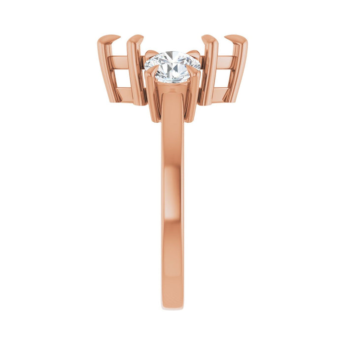 14K Rose Gold 12x6 mm Marquise 1 CTW Lab-Grown Diamond Semi-Set Engagement Ring