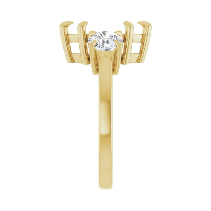14K Yellow Gold 12x6 mm Marquise 1 CTW Lab-Grown Diamond Semi-Set Engagement Ring