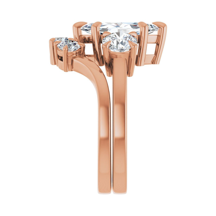 14K Rose Gold 12x6 mm Marquise 1 CTW Lab-Grown Diamond Semi-Set Engagement Ring