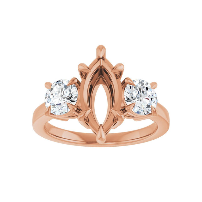 14K Rose Gold 12x6 mm Marquise 1 CTW Lab-Grown Diamond Semi-Set Engagement Ring