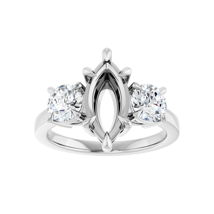 Platinum 12x6 mm Marquise 1 CTW Lab-Grown Diamond Semi-Set Engagement Ring