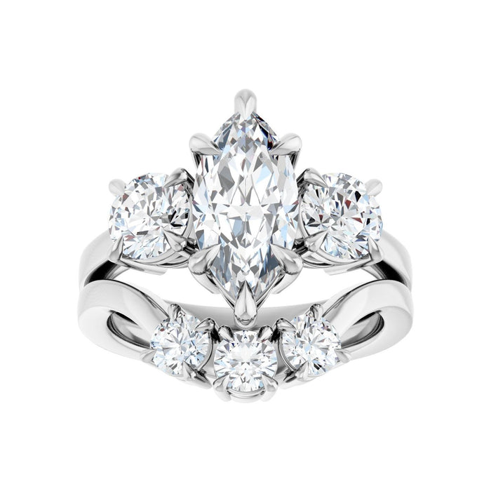 Platinum 12x6 mm Marquise 1 CTW Lab-Grown Diamond Semi-Set Engagement Ring