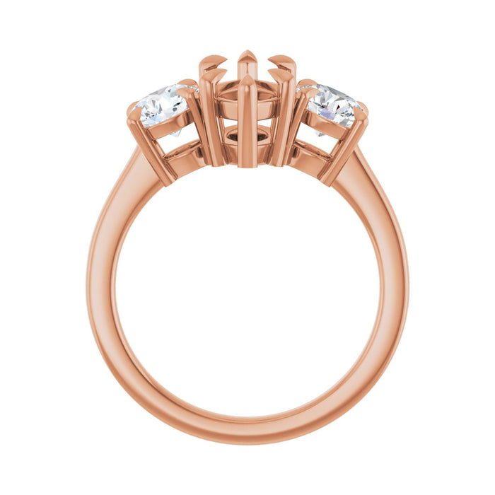 14K Rose Gold 12x6 mm Marquise 1 CTW Lab-Grown Diamond Semi-Set Engagement Ring