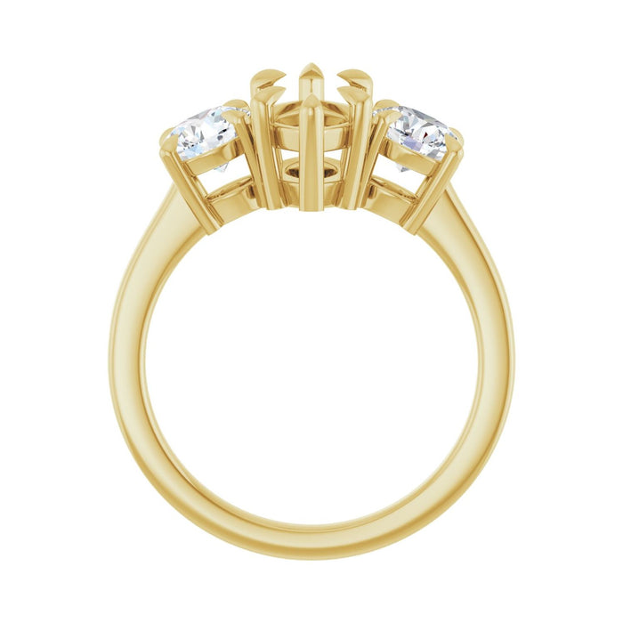 14K Yellow Gold 12x6 mm Marquise 1 CTW Lab-Grown Diamond Semi-Set Engagement Ring