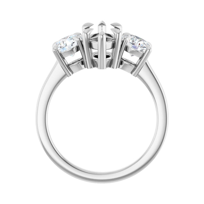 14K White Gold 12x6 mm Marquise 1 CTW Lab-Grown Diamond Semi-Set Engagement Ring