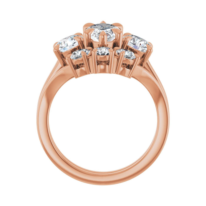 14K Rose Gold 12x6 mm Marquise 1 CTW Lab-Grown Diamond Semi-Set Engagement Ring