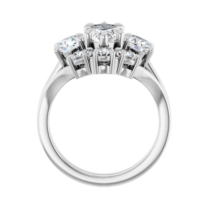 Platinum 12x6 mm Marquise 1 CTW Lab-Grown Diamond Semi-Set Engagement Ring