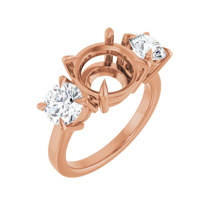 14K Rose Gold 10 mm Round 1 1/2 CTW Lab-Grown Diamond Semi-Set Engagement Ring
