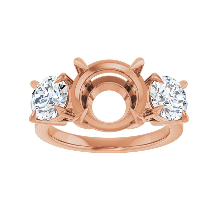 14K Rose Gold 10 mm Round 1 1/2 CTW Lab-Grown Diamond Semi-Set Engagement Ring