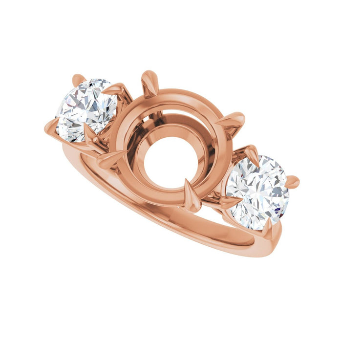 14K Rose Gold 10 mm Round 1 1/2 CTW Lab-Grown Diamond Semi-Set Engagement Ring