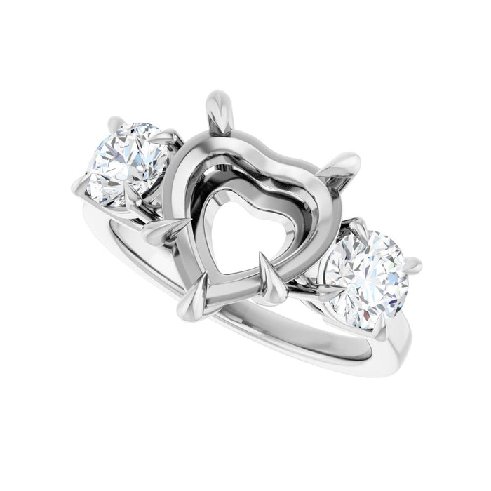 Platinum 10x10 mm Heart 1 CTW Lab-Grown Diamond Semi-Set Engagement Ring