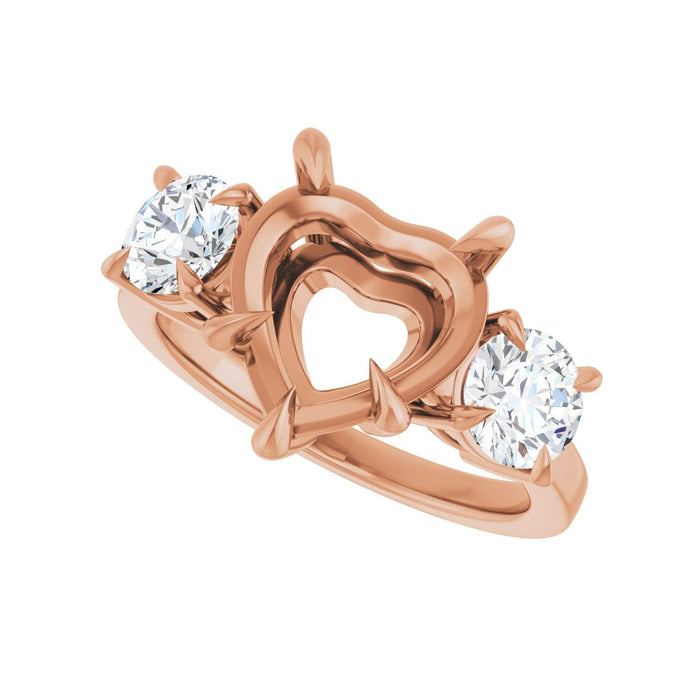 14K Rose Gold 10x10 mm Heart 1 CTW Lab-Grown Diamond Semi-Set Engagement Ring