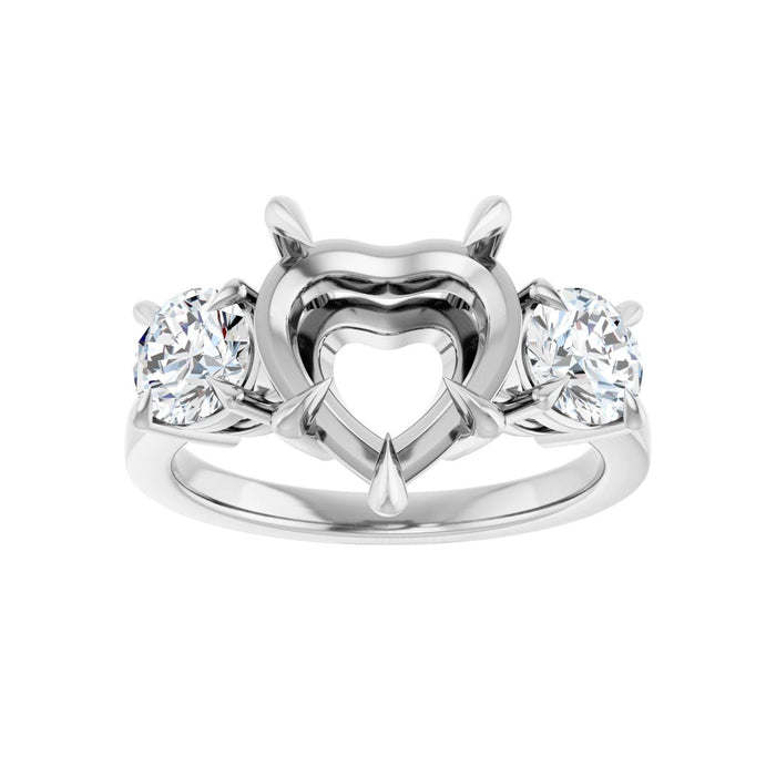 14K White Gold 10x10 mm Heart 1 CTW Lab-Grown Diamond Semi-Set Engagement Ring