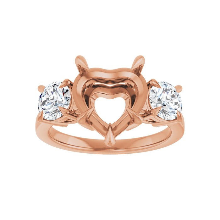 14K Rose Gold 10x10 mm Heart 1 CTW Lab-Grown Diamond Semi-Set Engagement Ring