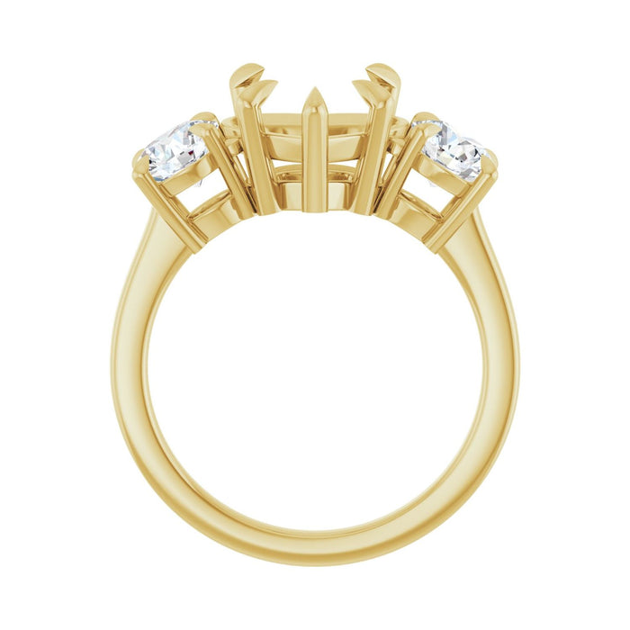 14K Yellow Gold 10x10 mm Heart 1 CTW Lab-Grown Diamond Semi-Set Engagement Ring