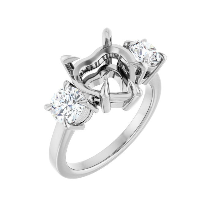 14K White Gold 10x10 mm Heart 1 CTW Lab-Grown Diamond Semi-Set Engagement Ring