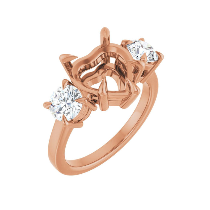 14K Rose Gold 10x10 mm Heart 1 CTW Lab-Grown Diamond Semi-Set Engagement Ring