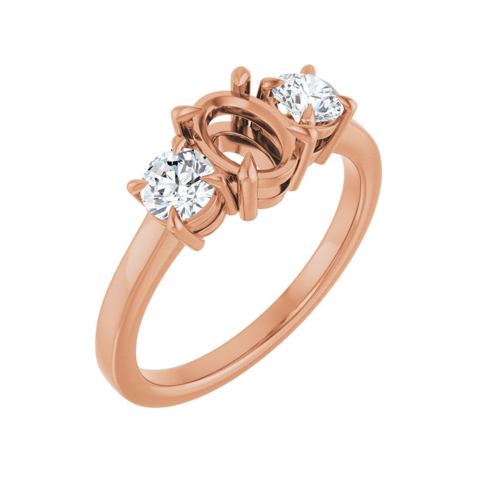 14K Rose Gold 7x5 mm Oval 1/2 CTW Lab-Grown Diamond Semi-Set Engagement Ring