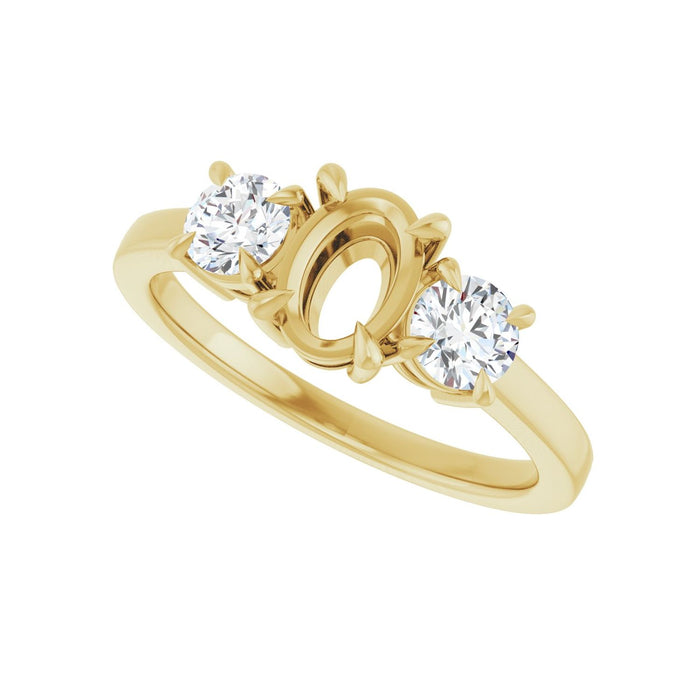 14K Yellow Gold 7x5 mm Oval 1/2 CTW Lab-Grown Diamond Semi-Set Engagement Ring