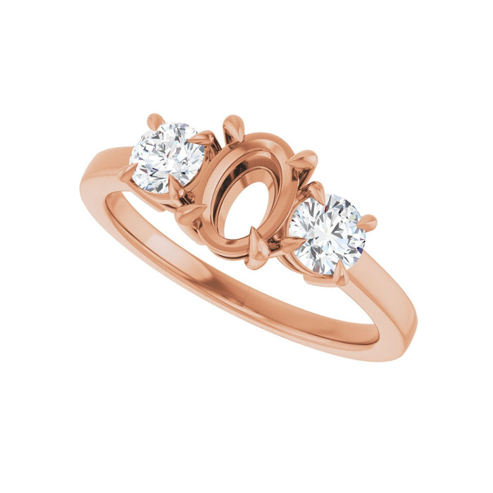 14K Rose Gold 7x5 mm Oval 1/2 CTW Lab-Grown Diamond Semi-Set Engagement Ring