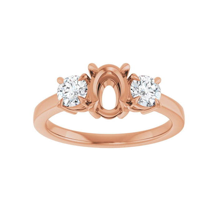 14K Rose Gold 7x5 mm Oval 1/2 CTW Lab-Grown Diamond Semi-Set Engagement Ring