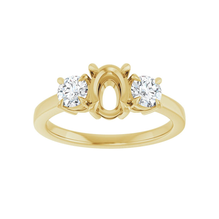 14K Yellow Gold 7x5 mm Oval 1/2 CTW Lab-Grown Diamond Semi-Set Engagement Ring