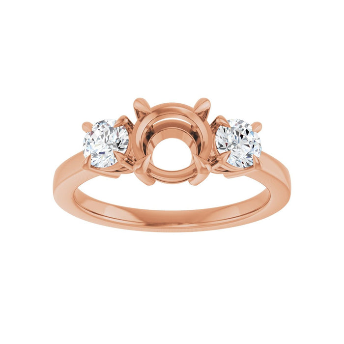 14K Rose Gold 6.5 mm Round 1/2 CTW Lab-Grown Diamond Semi-Set Engagement Ring