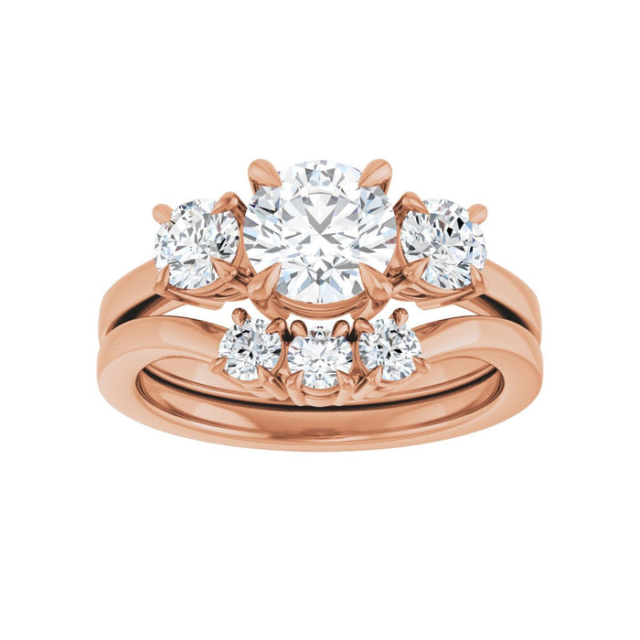 14K Rose Gold 6.5 mm Round 1/2 CTW Lab-Grown Diamond Semi-Set Engagement Ring