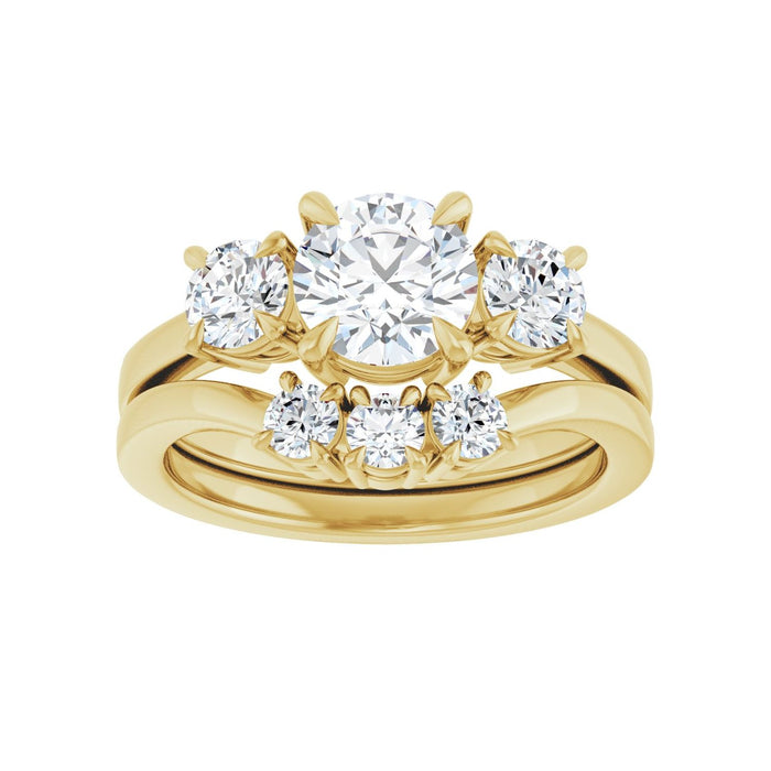 14K Yellow Gold 6.5 mm Round 1/2 CTW Lab-Grown Diamond Semi-Set Engagement Ring
