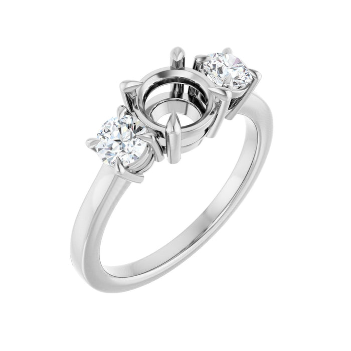 Platinum 6.5 mm Round 1/2 CTW Lab-Grown Diamond Semi-Set Engagement Ring