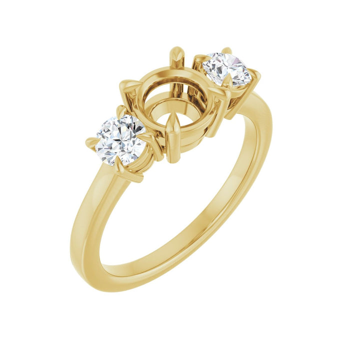 14K Yellow Gold 6.5 mm Round 1/2 CTW Lab-Grown Diamond Semi-Set Engagement Ring