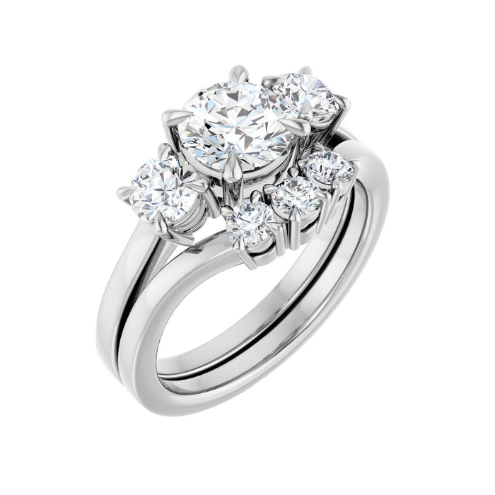 Platinum 6.5 mm Round 1/2 CTW Lab-Grown Diamond Semi-Set Engagement Ring