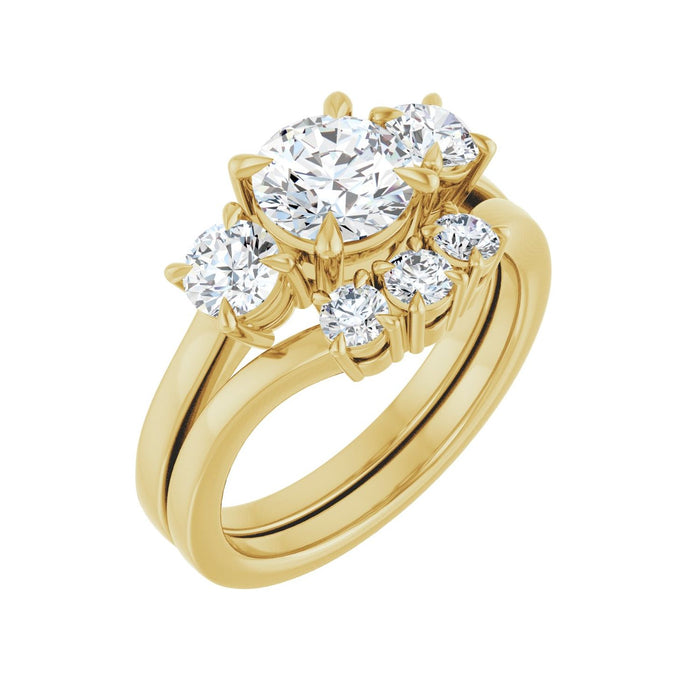 14K Yellow Gold 6.5 mm Round 1/2 CTW Lab-Grown Diamond Semi-Set Engagement Ring