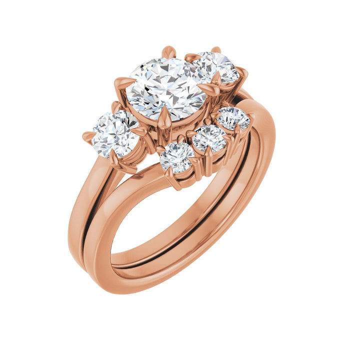 14K Rose Gold 6.5 mm Round 1/2 CTW Lab-Grown Diamond Semi-Set Engagement Ring