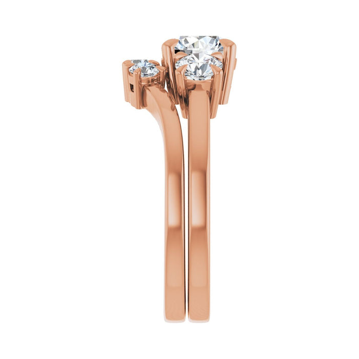 14K Rose Gold 6.5 mm Round 1/2 CTW Lab-Grown Diamond Semi-Set Engagement Ring