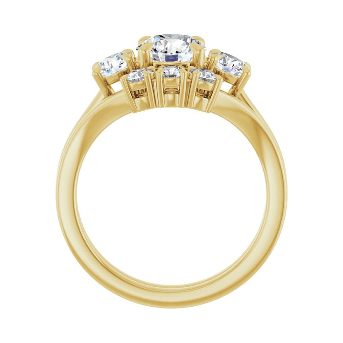 14K Yellow Gold 6.5 mm Round 1/2 CTW Lab-Grown Diamond Semi-Set Engagement Ring