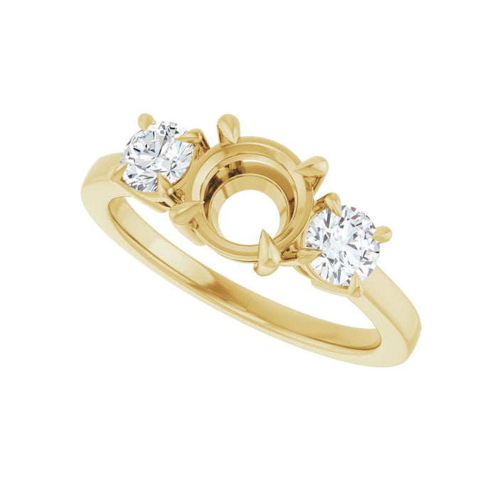 14K Yellow Gold 6.5 mm Round 1/2 CTW Lab-Grown Diamond Semi-Set Engagement Ring