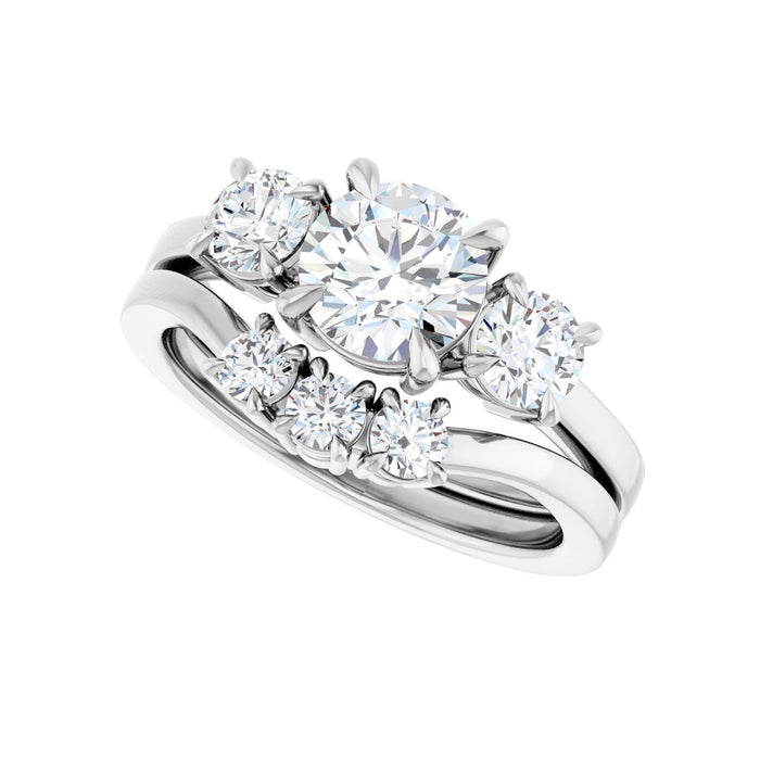 Platinum 6.5 mm Round 1/2 CTW Lab-Grown Diamond Semi-Set Engagement Ring