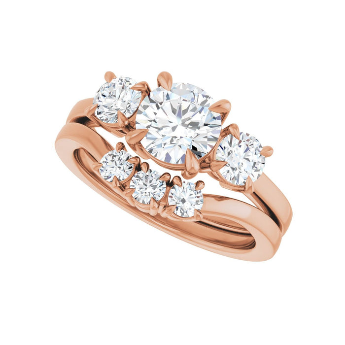 14K Rose Gold 6.5 mm Round 1/2 CTW Lab-Grown Diamond Semi-Set Engagement Ring