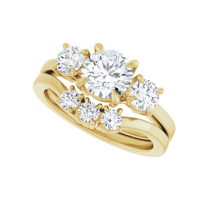 14K Yellow Gold 6.5 mm Round 1/2 CTW Lab-Grown Diamond Semi-Set Engagement Ring